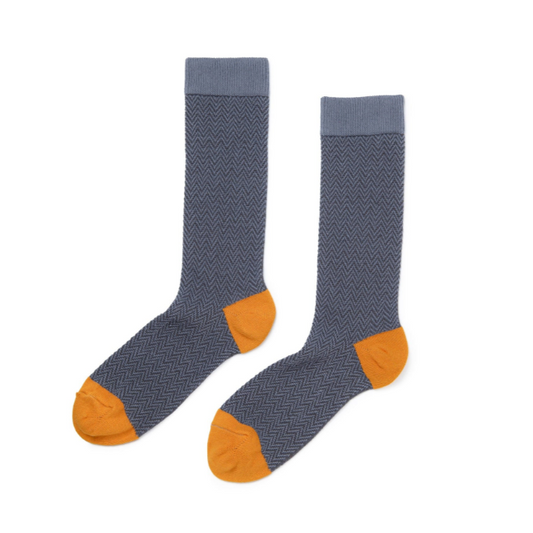 Herringbone Crew Socks in Steel from Zkano