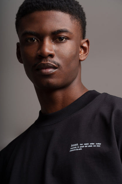 Men's Organic Cotton Signature Oversized T-Shirt | Jet Black