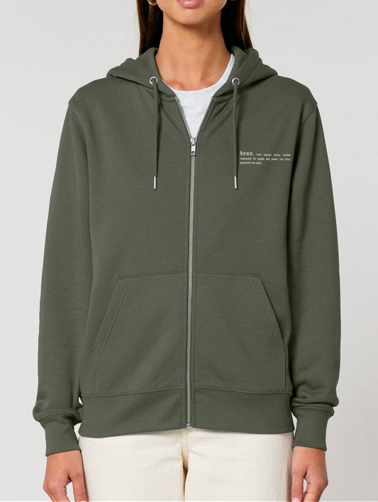 Women's Organic Cotton Relaxed Fit Zip Hoodie | Pine Green Khaki
