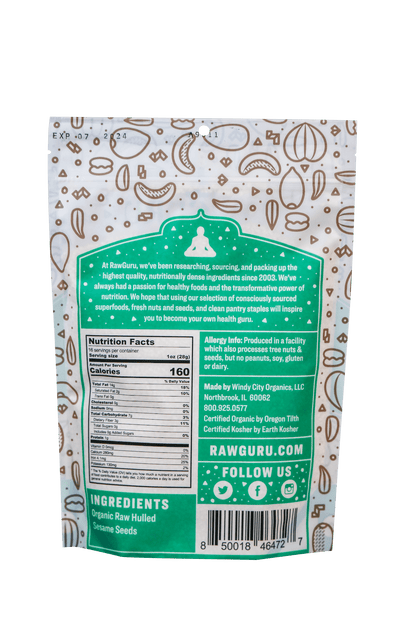 RawGuru Organic Hulled Sesame Seeds - 16 oz - Vegan America