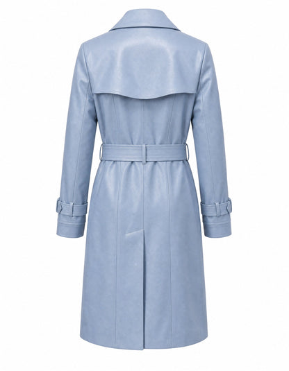 OCEAN VEGAN LEATHER TRENCH COAT