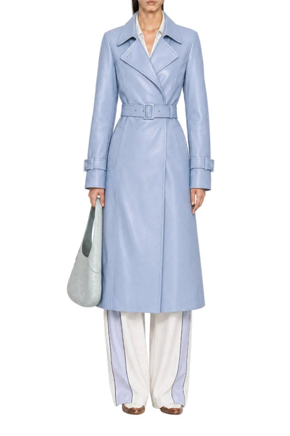 OCEAN VEGAN LEATHER TRENCH COAT