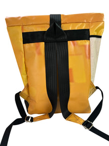 backpack urban publicity banner yellow & black letters