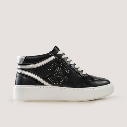 Wine leather sneakers BLANKA - black