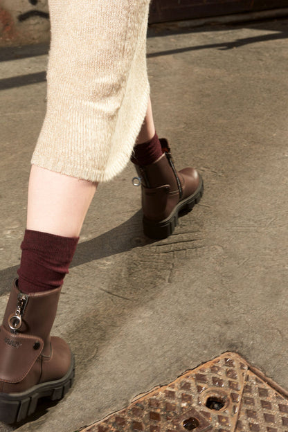 2in1 KAMA apple leather boots – chocolate