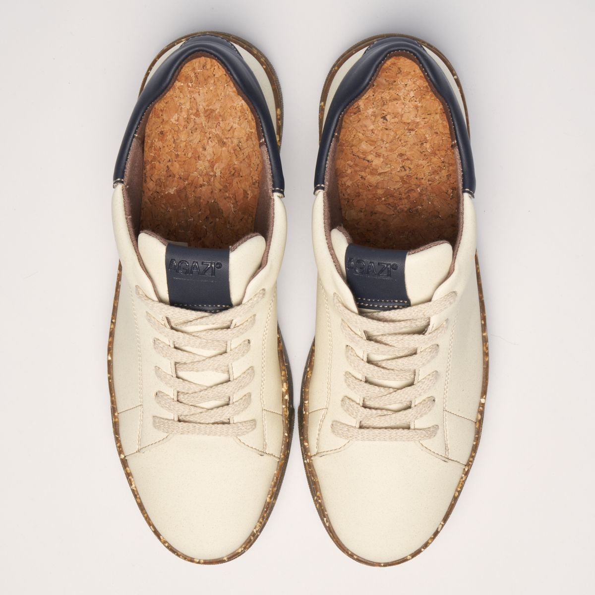 JACOB plant-based sneakers – beige & navy blue