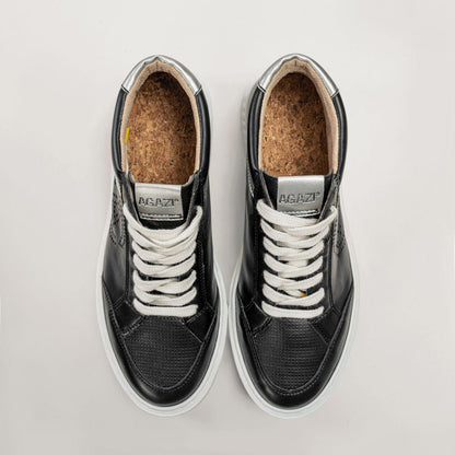 Wine leather sneakers BLANKA - black