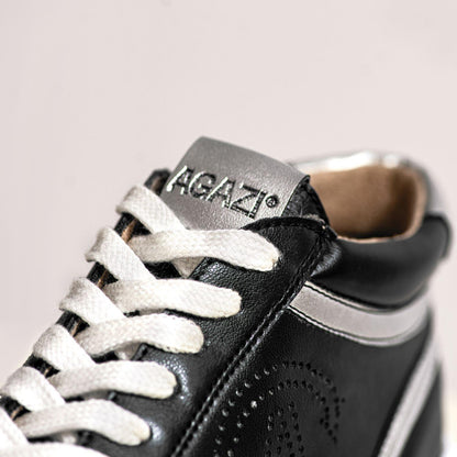 Wine leather sneakers BLANKA - black