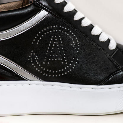 Wine leather sneakers BLANKA - black