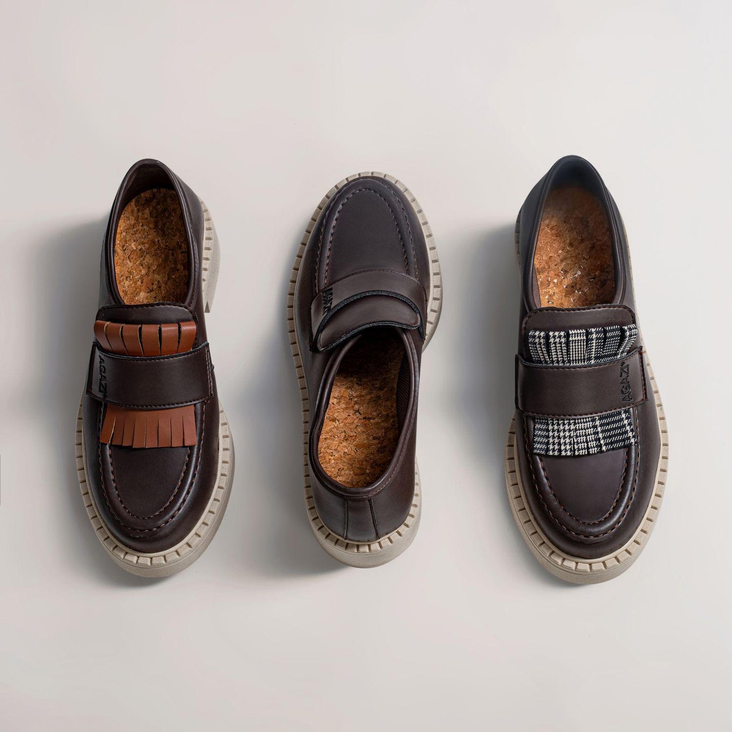 3 in 1 Apple loafers DIANE – chocolate, light sole