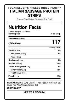 Italian Sausage Protein Strips- Single Serving SAMPLE - Vegan America