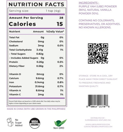 Organic Ube Powder – Authentic Purple Yam for Lattes, Baking (USDA Organic, Vegan)