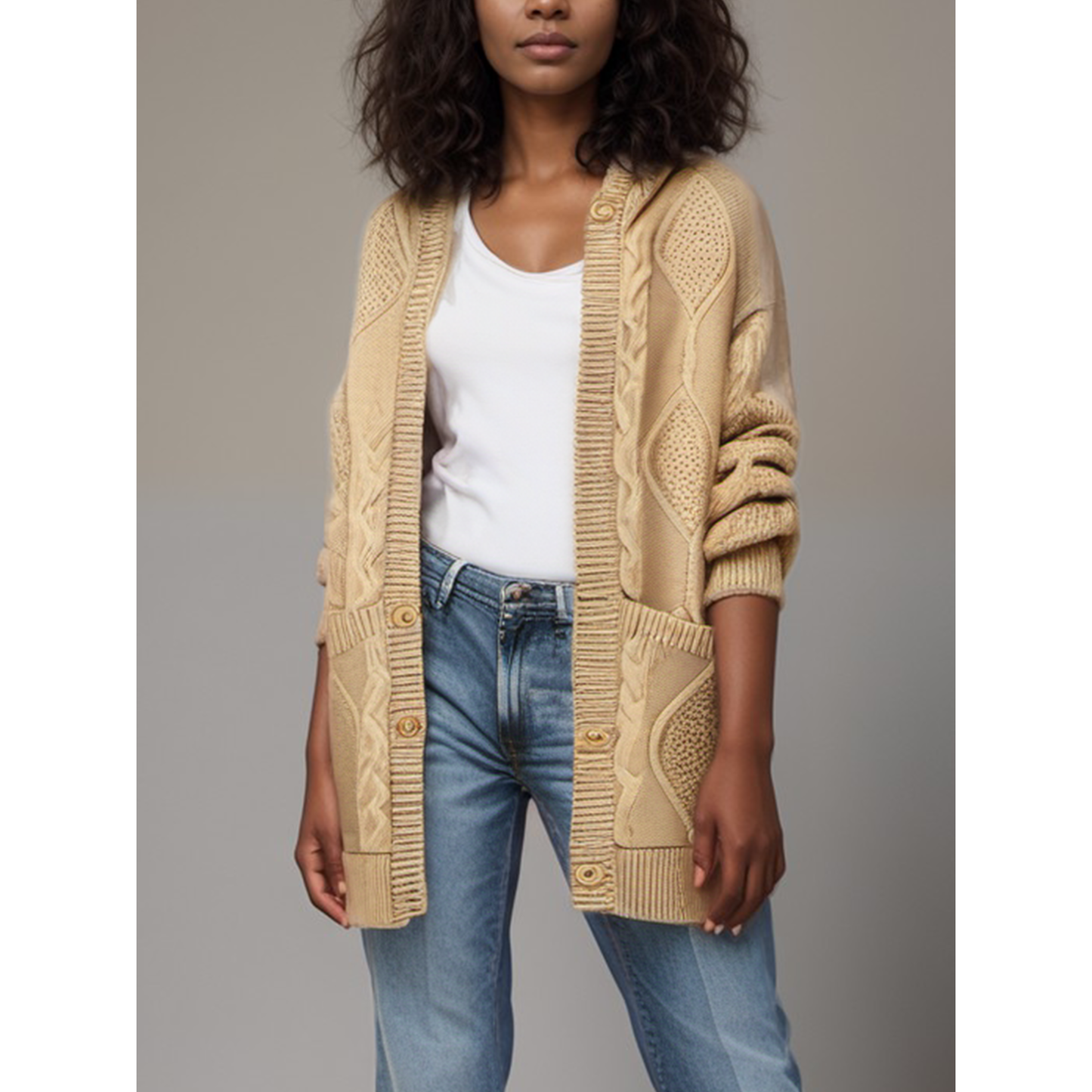Hooded Button Up Knitted Cardigan