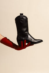 CARMEN – black plant-based leather cowboy boots - Vegan America