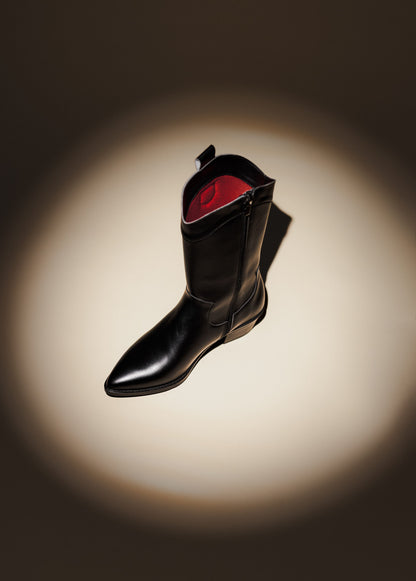 CARMEN – black plant-based leather cowboy boots