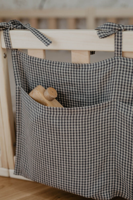 Linen Baby Bed Pocket Organiser | Multiple Colours