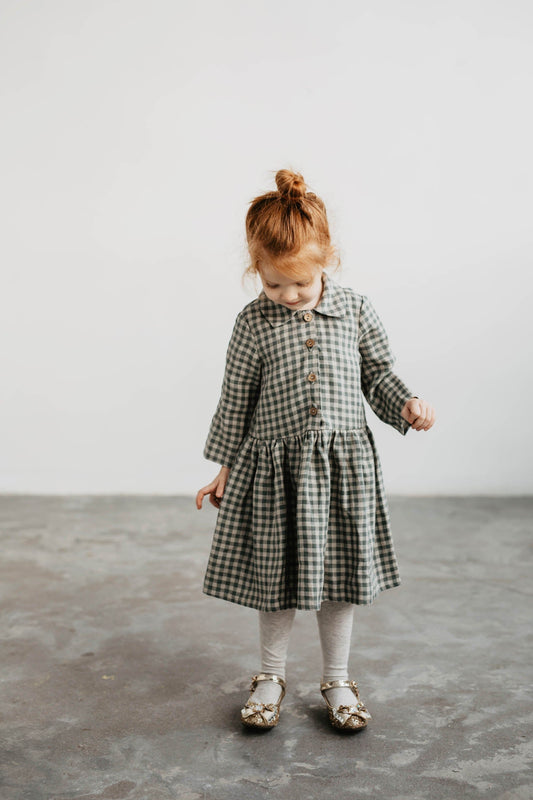 Medeina Girls Linen Dress | Multiple Colours