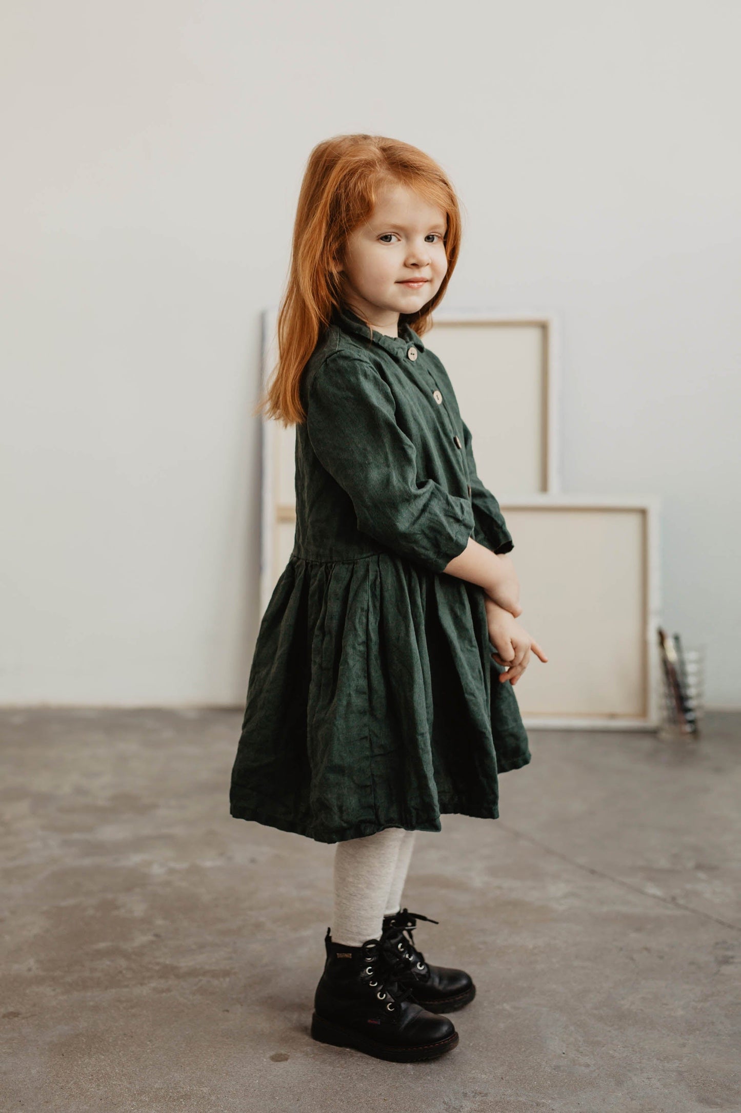 Medeina Girls Linen Dress | Multiple Colours