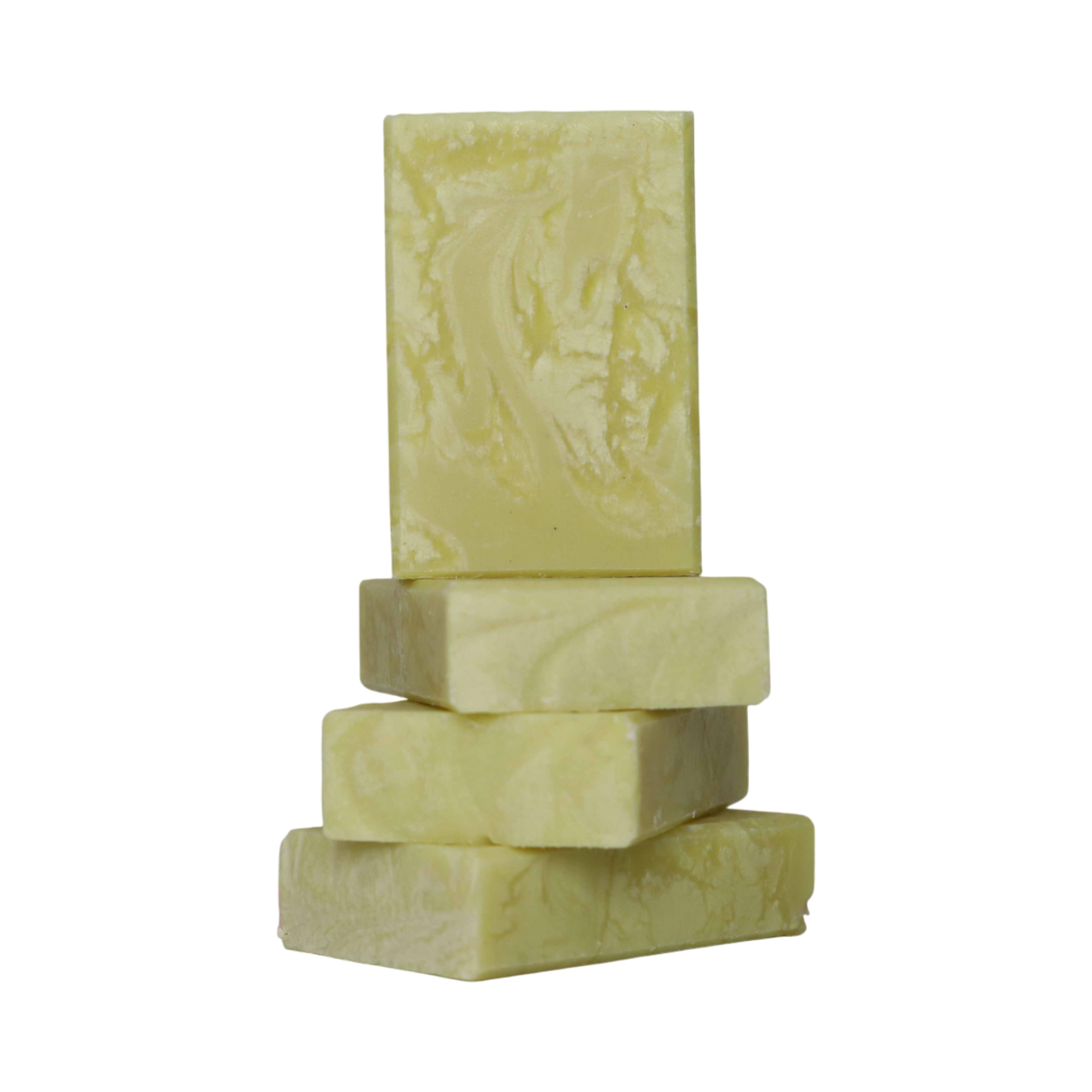 A stack of Lemon Tea Tree Bar Soap made with pumice