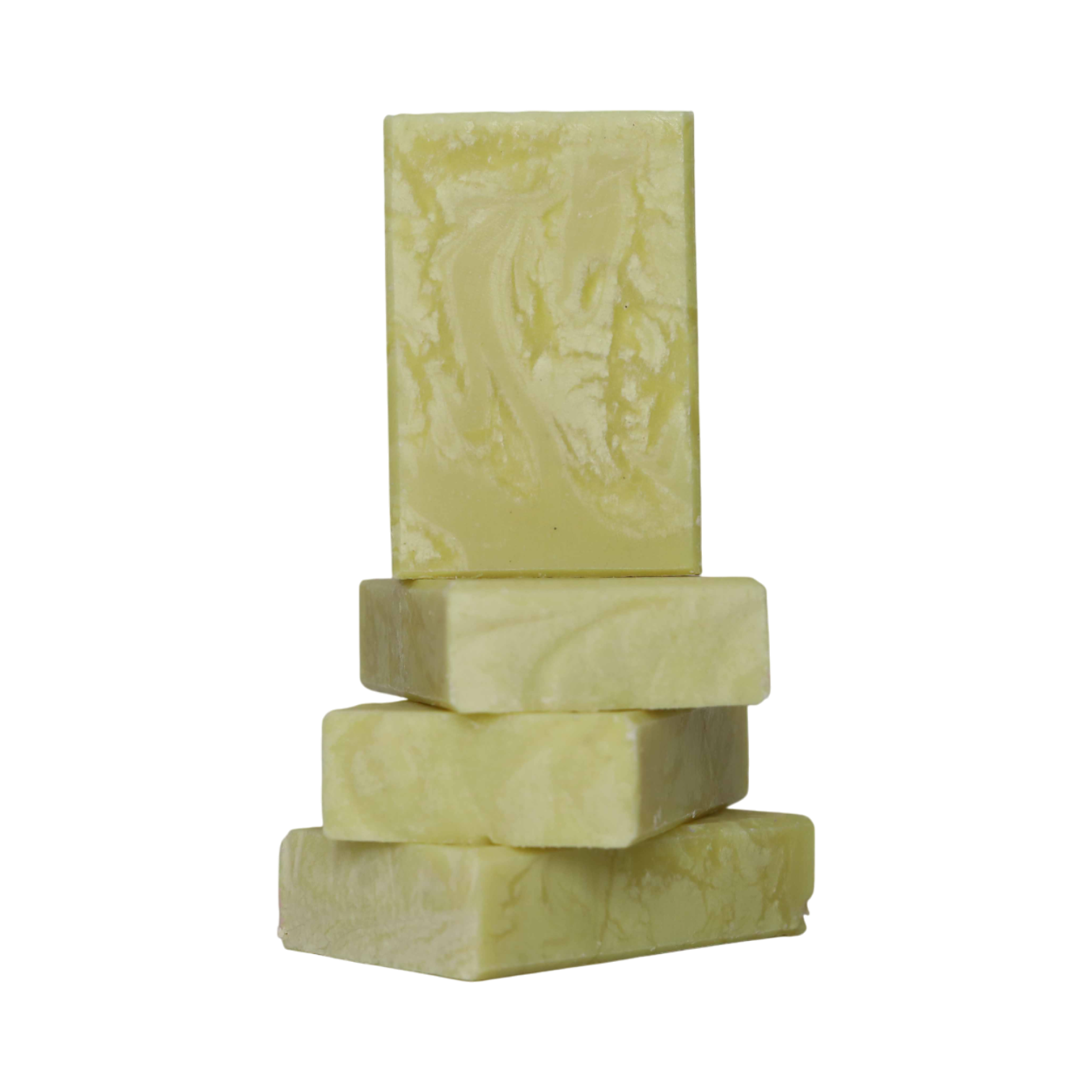 A stack of Lemon Tea Tree Bar Soap made with pumice