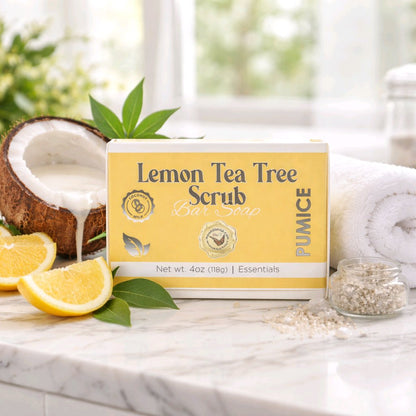 Lemon Tea Tree scrub bar soap with coconut milk and pumice