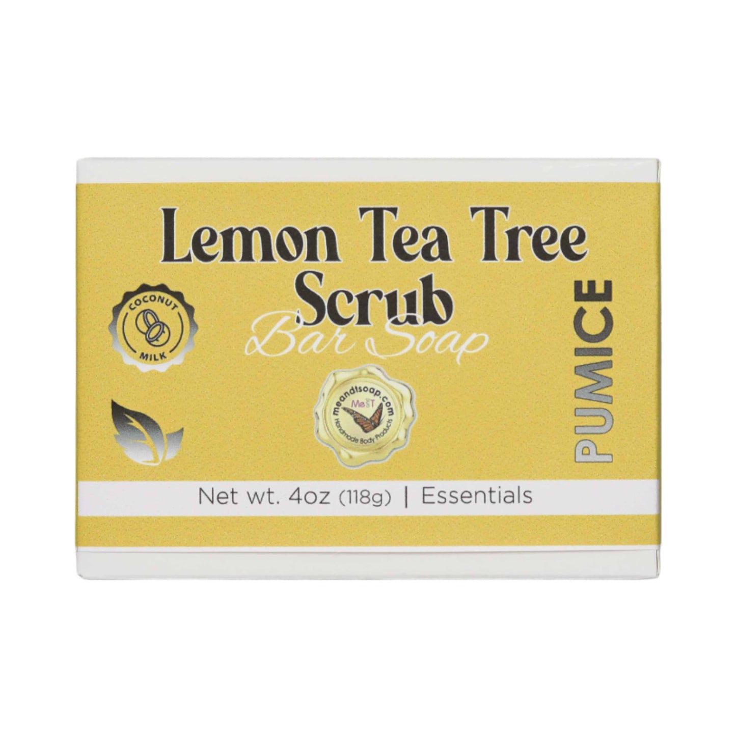 Lemon Tea Tree Scrub Bar Soap made with pumice.