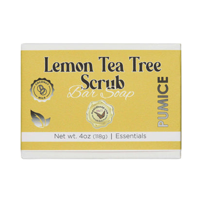 Lemon Tea Tree Scrub Bar Soap made with pumice.