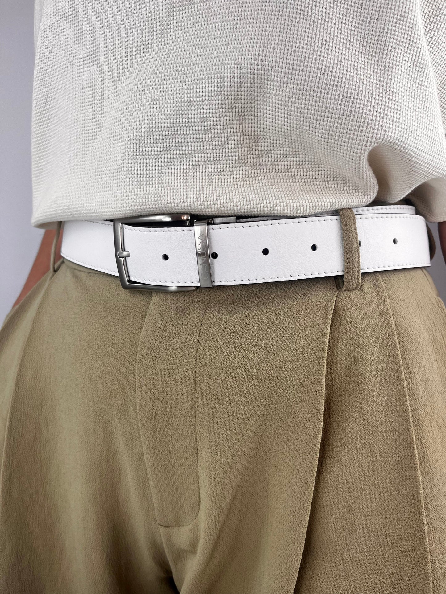 Reverse reversible belt – White/Black