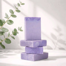 Lilac Bar Soap Stack with greenery behind