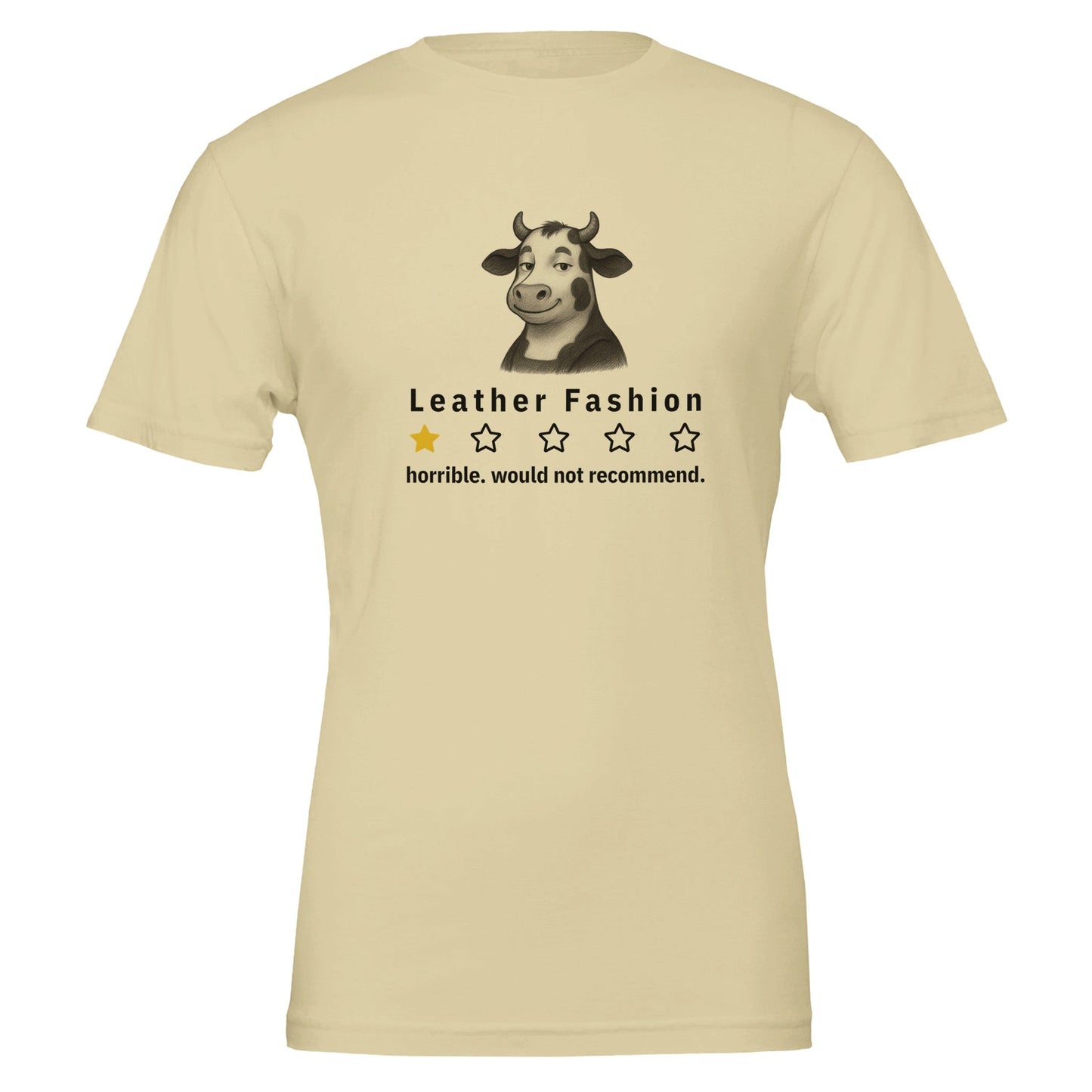 Funny Vegan 'Cow Critic' Premium Tshirt (Light Colors), 100% Cotton - Vegan America