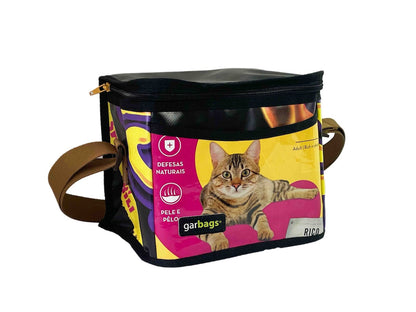 lunch bag cat food package pink & yellow