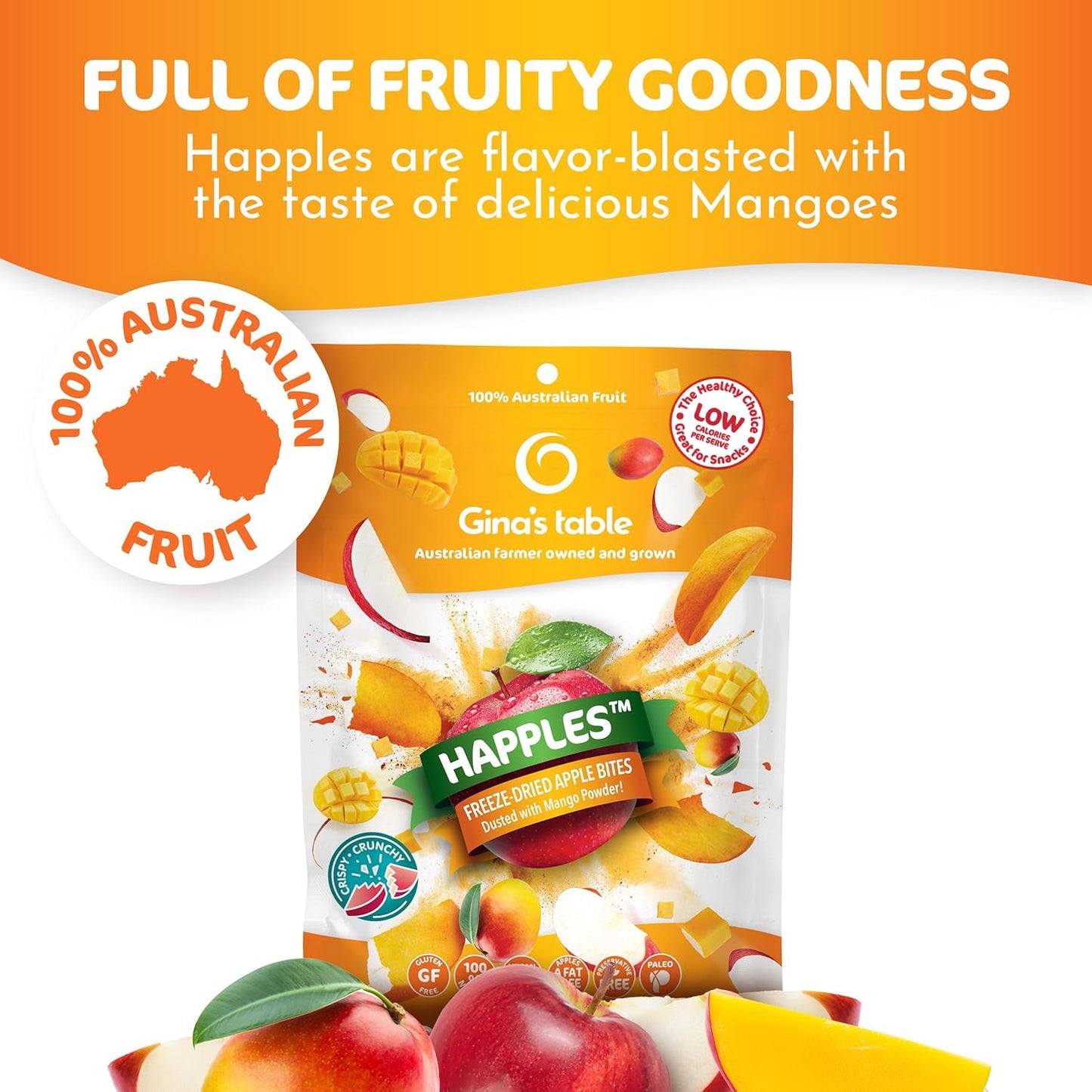 Freeze - Dried Apple Bites Dusted with Mango Powder - Vegan America