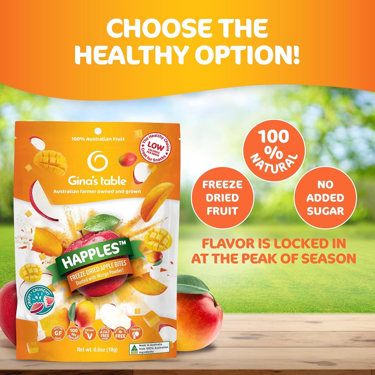 Freeze - Dried Apple Bites Dusted with Mango Powder - Vegan America