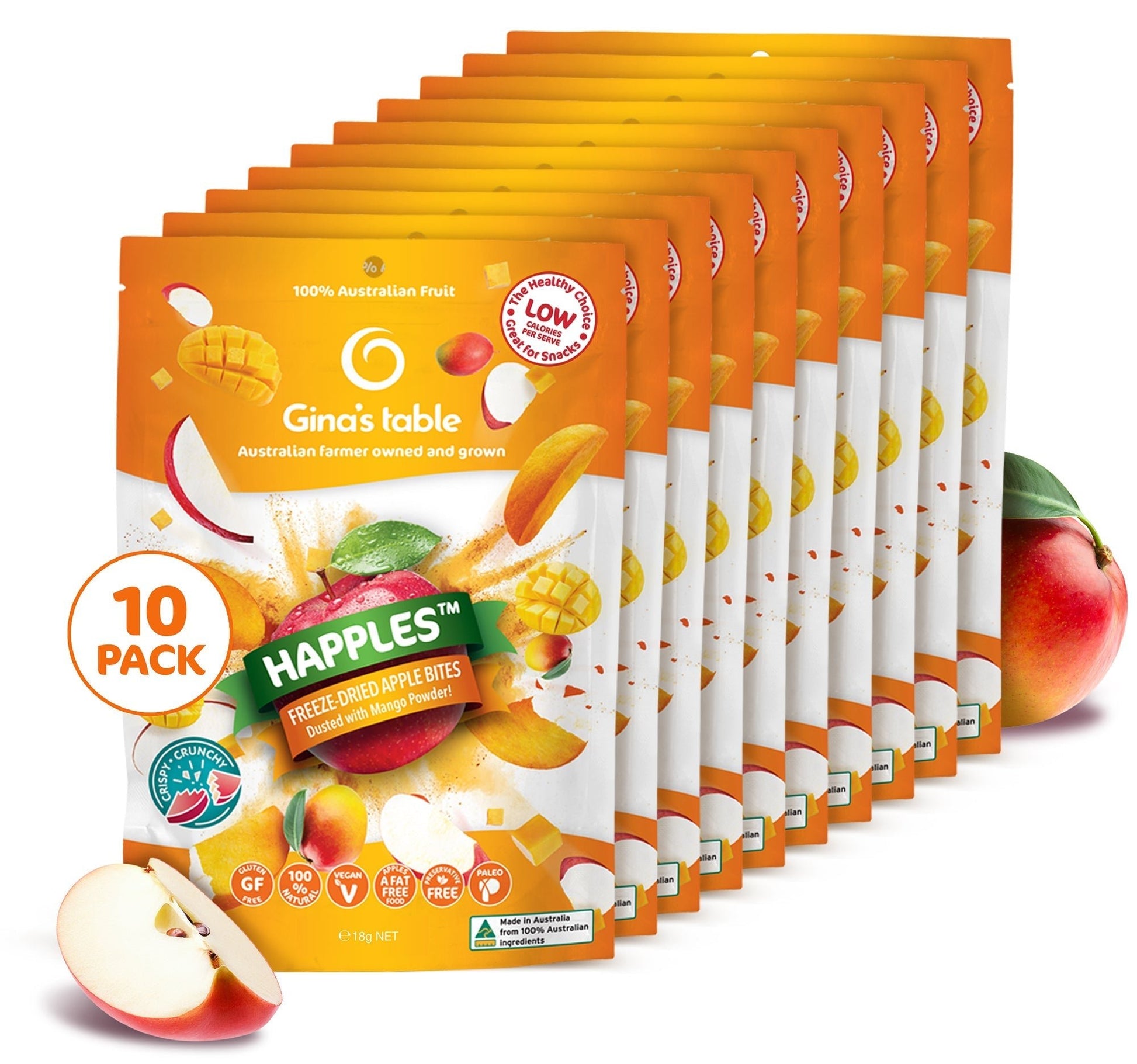 Freeze - Dried Apple Bites Dusted with Mango Powder - Vegan America