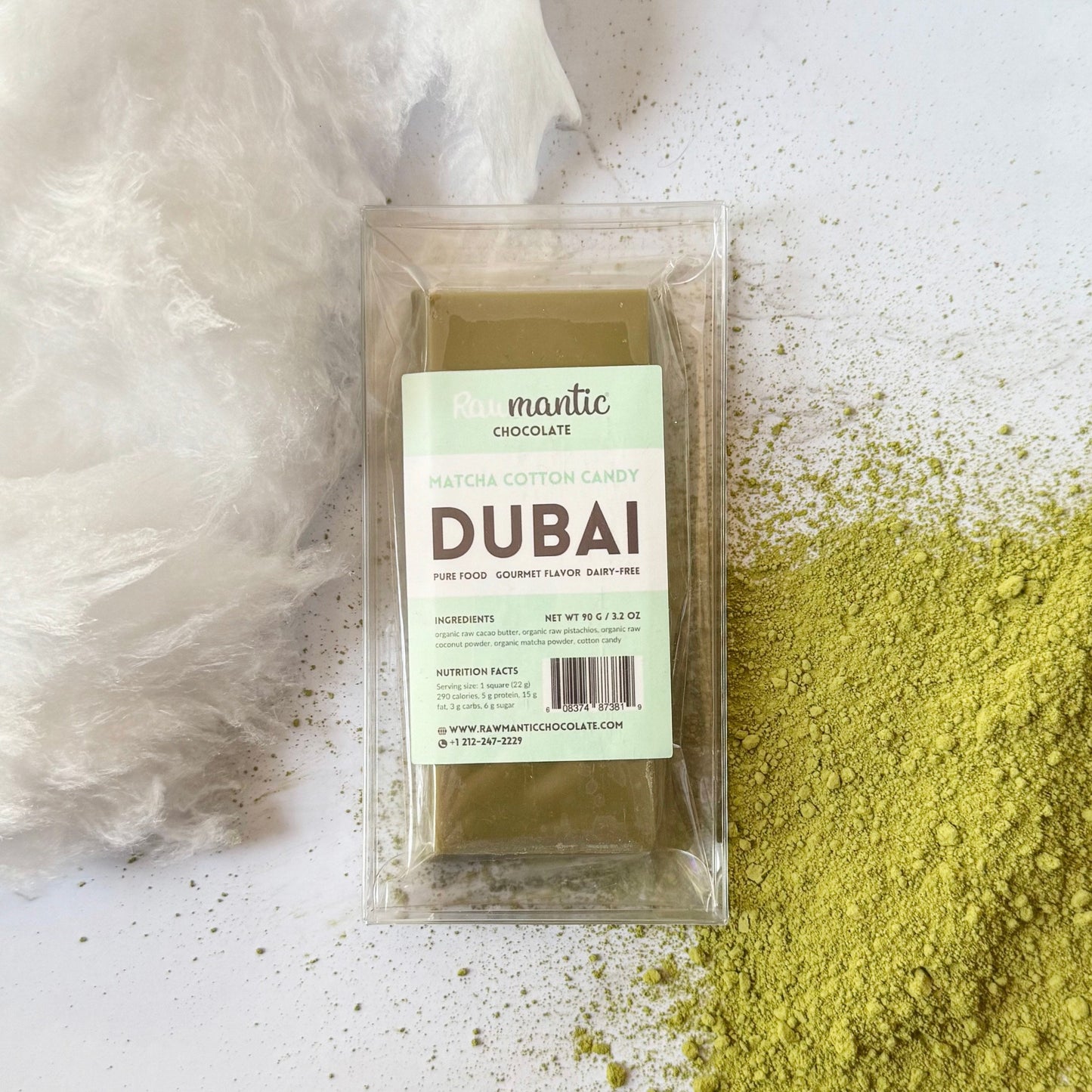 Matcha Cotton Candy Angel Hair Dubai Chocolate bar.90g