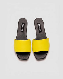 Mellow Slides Shoes Yellow, Vegan Corn Leather, Women's