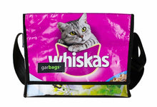 messenger bag M cat food package pink & blue - Vegan America