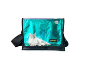 messenger bag M cat food package bright blue - Vegan America