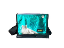 messenger bag M cat food package bright blue - Vegan America