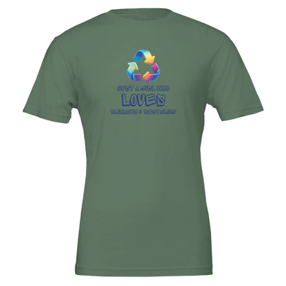 Just a Girl Who Loves Rainbows and Recycling - Eco Friendly TShirt - Vegan America