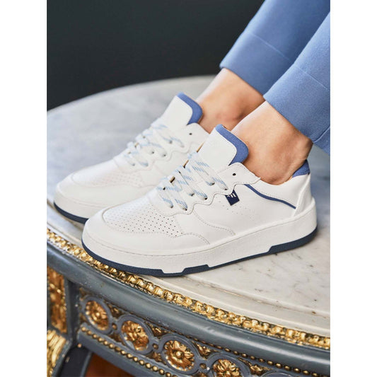 Minuit sur Terre Vestige Unisex Recycled Vegan Sneakers | White & Denim UK2.5 / EU35 / US4.5