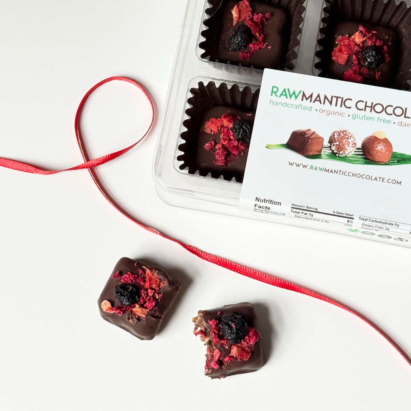 Mixed Berry Chocolate Truffles. Box of 12 truffles