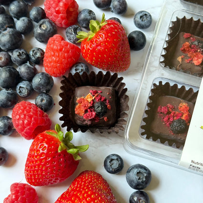 Mixed Berry Chocolate Truffles. Box of 12 truffles