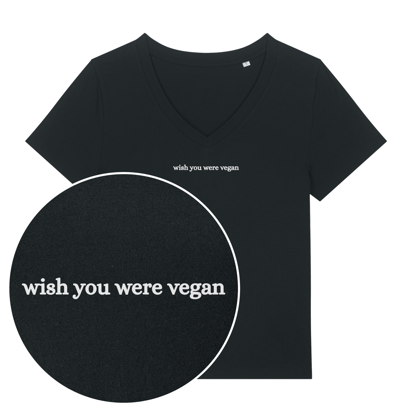 Wish You Were Vegan Women's V Neck T-Shirt - Vegan America