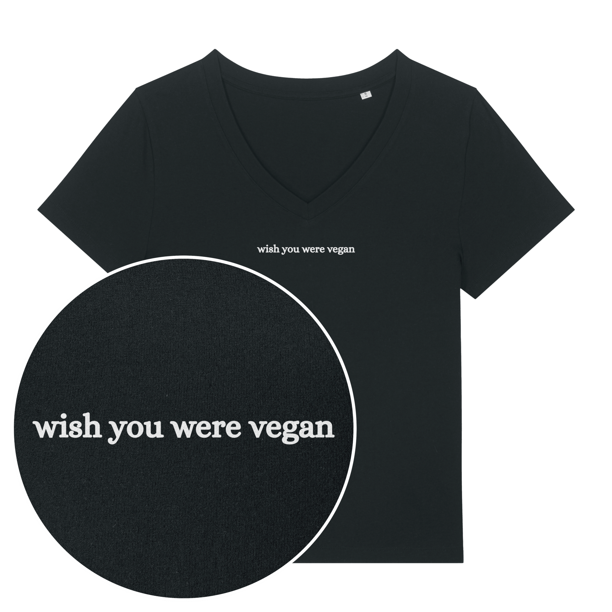 Wish You Were Vegan Women's V Neck T-Shirt - Vegan America