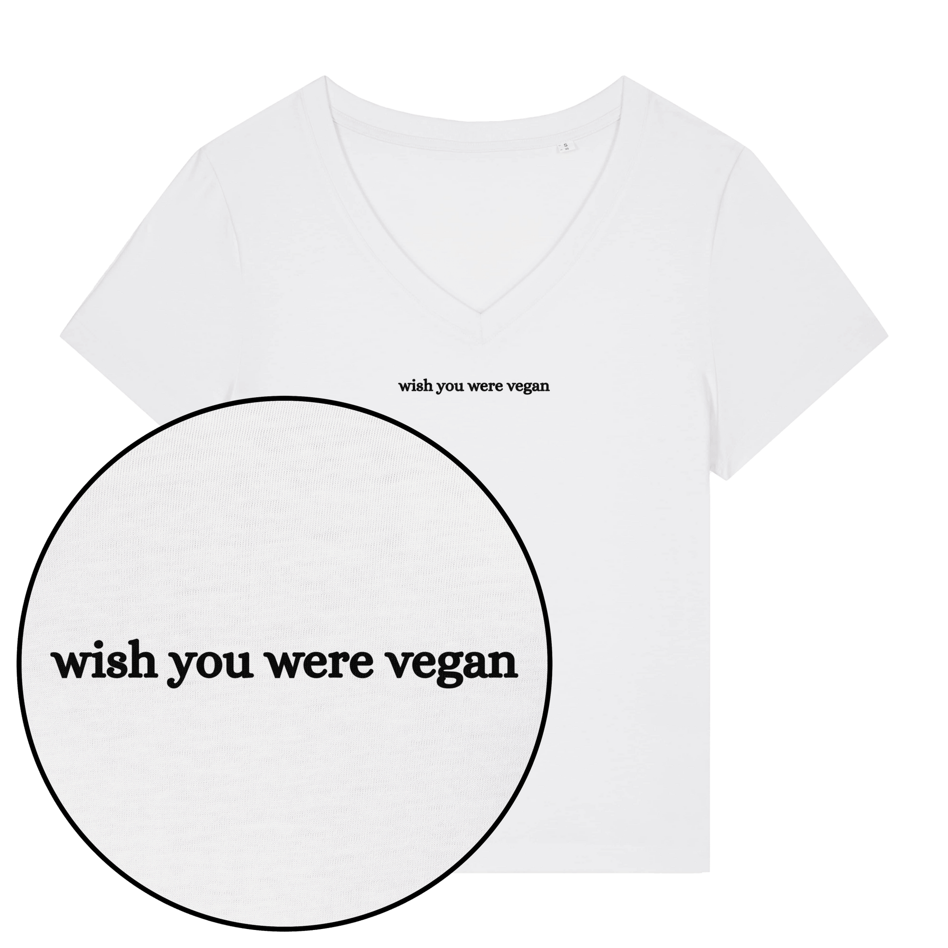 Wish You Were Vegan Women's V Neck T-Shirt - Vegan America