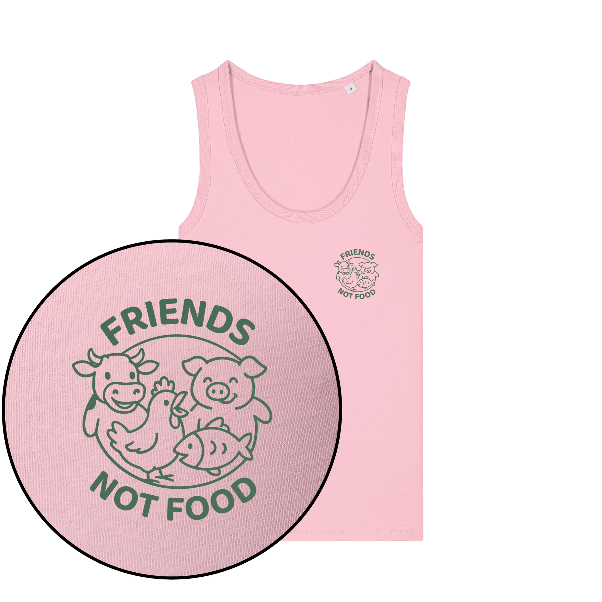Friends Not Food Green Women's Tank Top - Vegan America