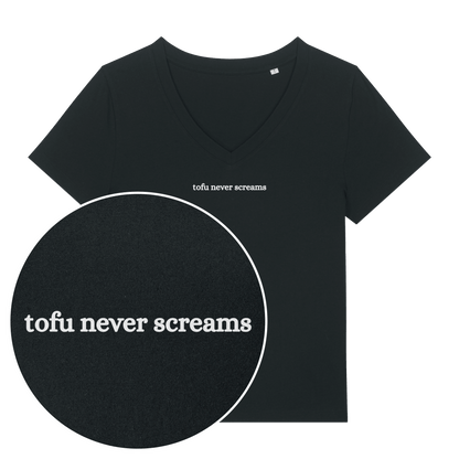 Tofu Never Screams Women's V Neck T-Shirt - Vegan America