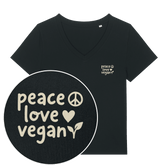 Peace Love Vegan Women's V Neck T-Shirt - Vegan America