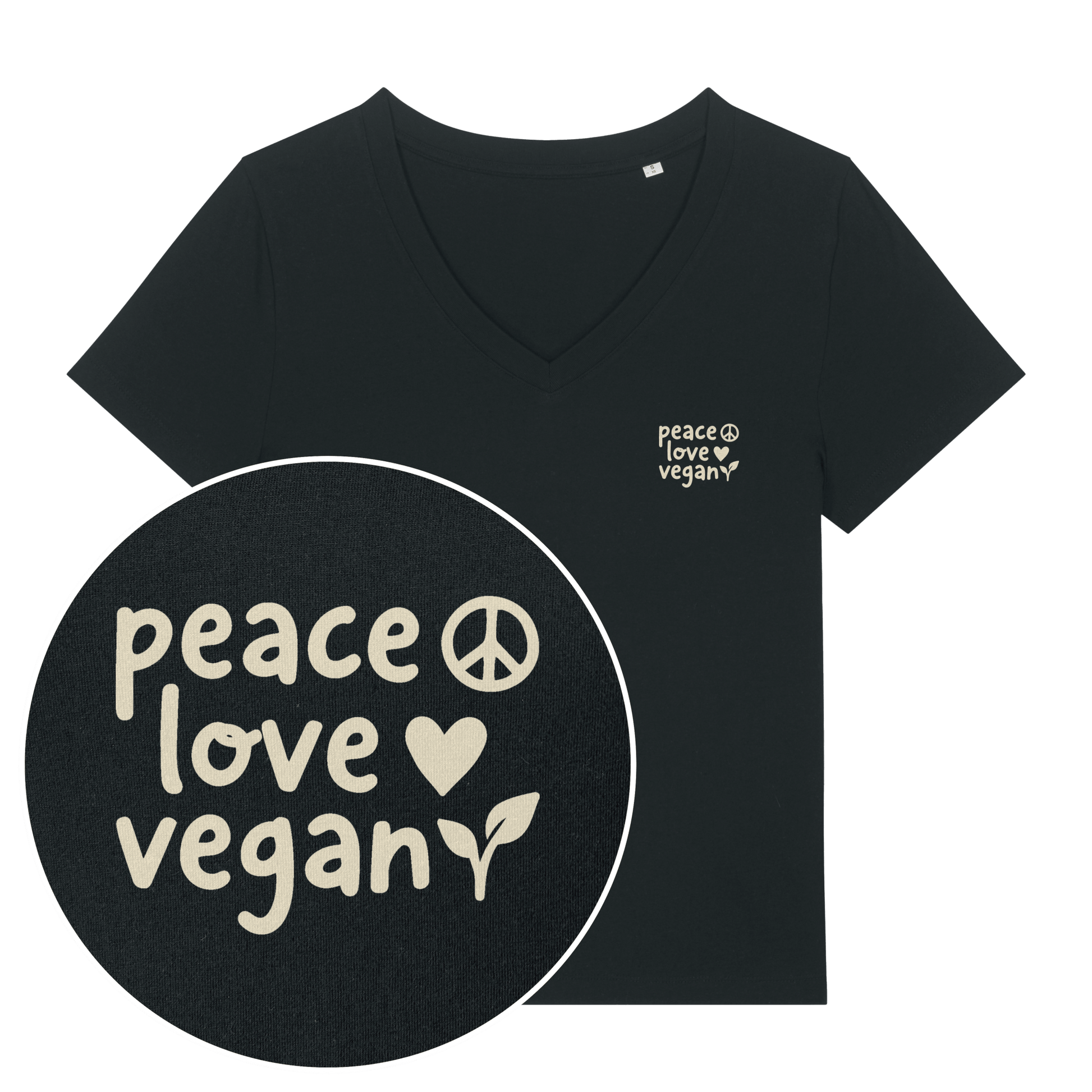 Peace Love Vegan Women's V Neck T-Shirt - Vegan America
